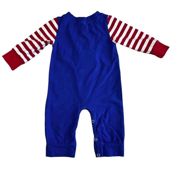 Baby Christmas Embroidered Toy‎ Soldier Blue Snap Romper 3-6 months Holiday Cute - Picture 5 of 8